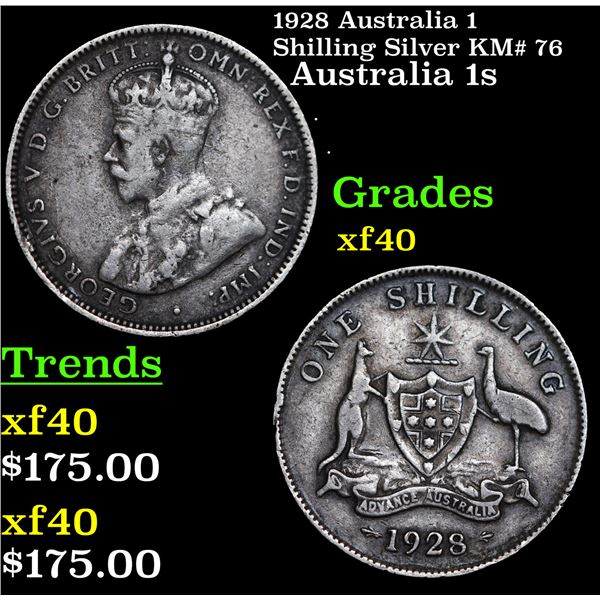 1928 Australia 1 Shilling Silver KM# 76 Grades xf