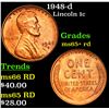 Image 1 : 1948-d Lincoln Cent 1c Grades Gem+ Unc RD