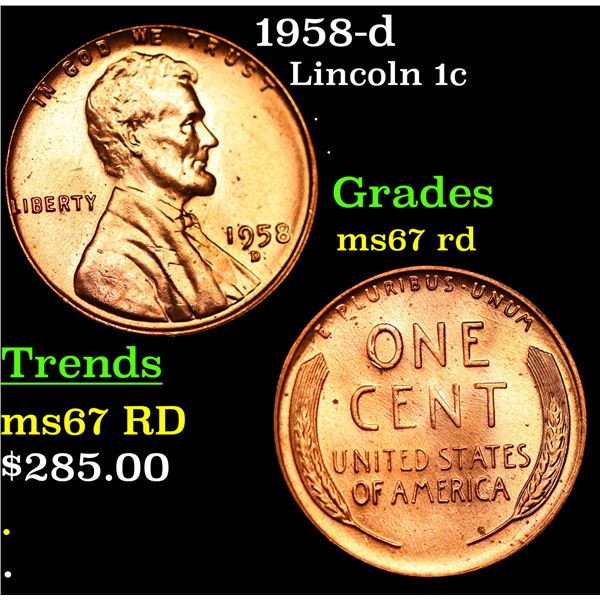 1958-d Lincoln Cent 1c Grades GEM++ Unc RD
