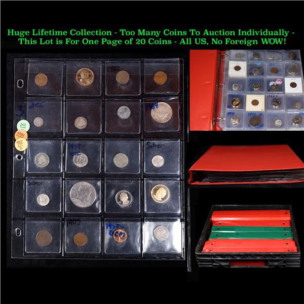 Huge Liifetime Collection - Too Many Coins To Auction Individually - This Lot is For One Page of 20 