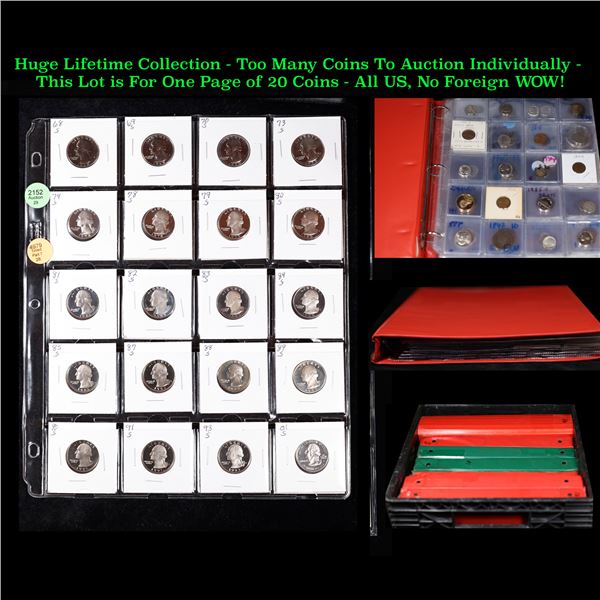 Huge Liifetime Collection - Too Many Coins To Auction Individually - This Lot is For One Page of 20 
