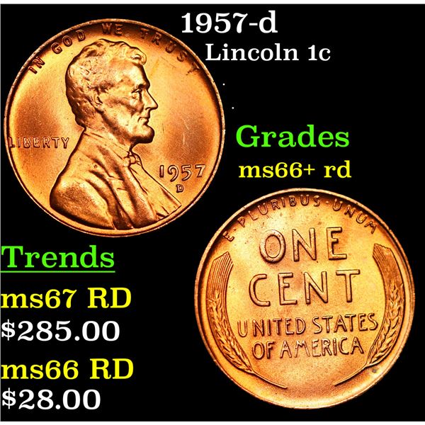 1957-d Lincoln Cent 1c Grades GEM++ RD