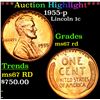 Image 1 : ***Auction Highlight*** 1955-p Lincoln Cent 1c Graded GEM++ Unc RD BY USCG (fc)