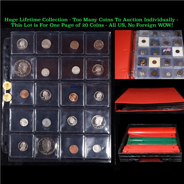 Huge Liifetime Collection - Too Many Coins To Auction Individually - This Lot is For One Page of 20 