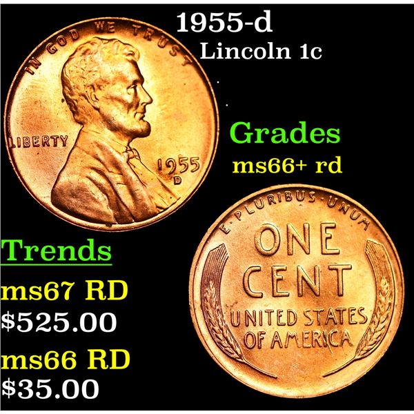 1955-d Lincoln Cent 1c Grades GEM++ RD