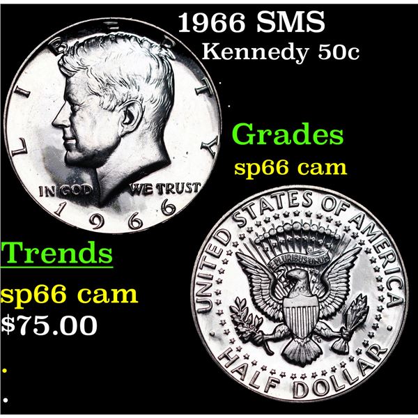 1966 SMS Kennedy Half Dollar 50c Grades sp66 cam