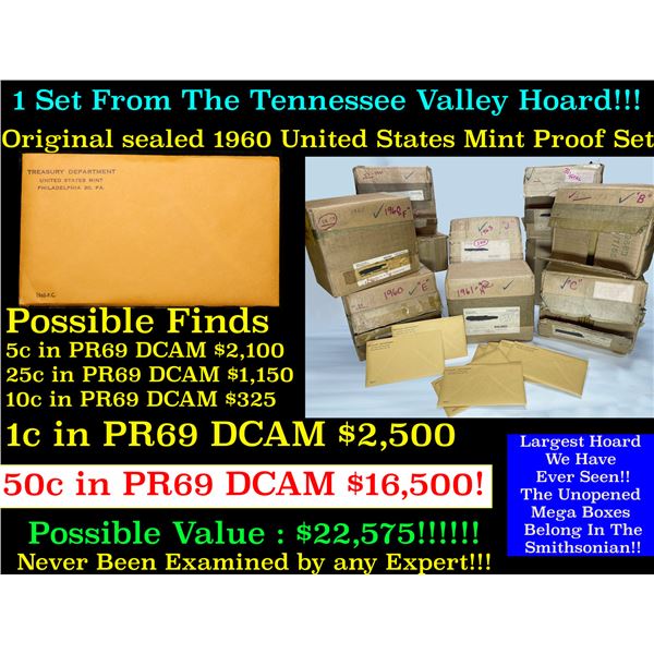 ***Auction Highlight*** Original sealed 1960 United States Mint Proof Set Tennessee Valley Hoard (Fc