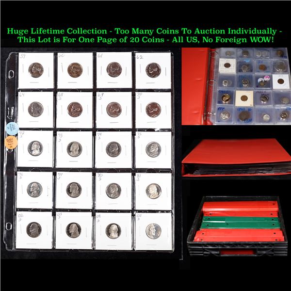 20x Proof Jefferson Nickels in a Page, Dates from 1959 to 2005! Jefferson Nickel 5c