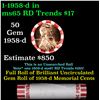 Image 1 : Shotgun Lincoln 1c roll, 1958-d 50 pcs Brandt 50c Wrapper.