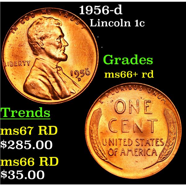 1956-d Lincoln Cent 1c Grades GEM++ RD