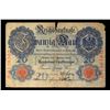 Image 2 : 1908 Imperial Germany 20 Mark Note P# 31 Grades f+
