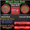 Image 1 : Mixed small cents 1c orig shotgun roll, 1937-p Lincoln Cent, Wheat Cent other end, Coca-Cola Brandt 