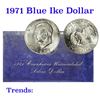 Image 1 : 1971-s Silver Unc Eisenhower Dollar in Original Packaging with COA  "Blue Ike"