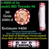 Image 1 : Shotgun Lincoln 1c roll, 2001-d 50 pcs Steel Strong Wrapper.