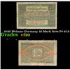 Image 1 : 1920 Weimar Germany 10 Mark Note P# 67A Grades vf, very fine