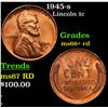 1945-s Lincoln Cent 1c Grades GEM++ RD