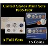 Group of 3 United States Special Mint Set in Original Government Packaging! From 1965-1967 with 15 C