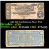 Image 1 : 1864 $10 Confederate Note, T68 Grades vf+