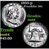 Image 1 : 1955-p Franklin Half Dollar 50c Grades Choice Unc