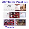 Image 1 : 2007 United States Mint Silver Proof Set - 10 Piece set, about 1 1/2 ounces of pure silver