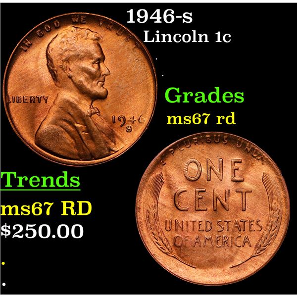 1946-s Lincoln Cent 1c Grades GEM++ Unc RD