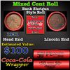 Mixed small cents 1c orig shotgun roll, 1931-p Lincoln Cent, Wheat Cent other end, Coca-Cola Brandt 