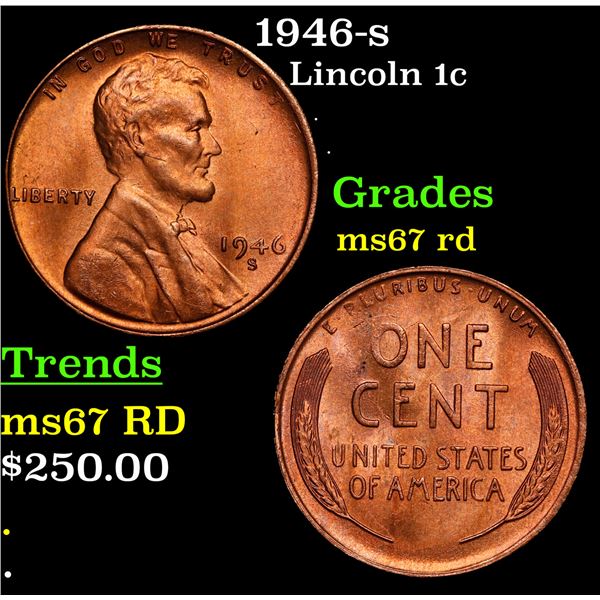 1946-s Lincoln Cent 1c Grades GEM++ Unc RD