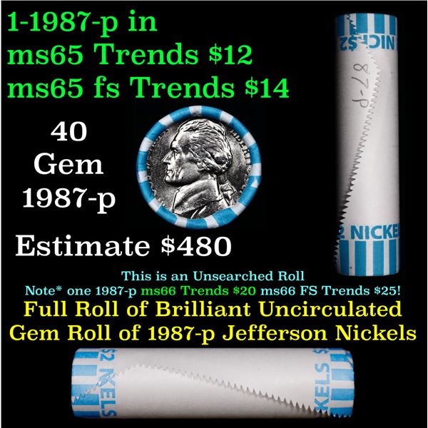 Shotgun Jefferson 5c roll, 1987-p 40 pcs Bank Wrapper