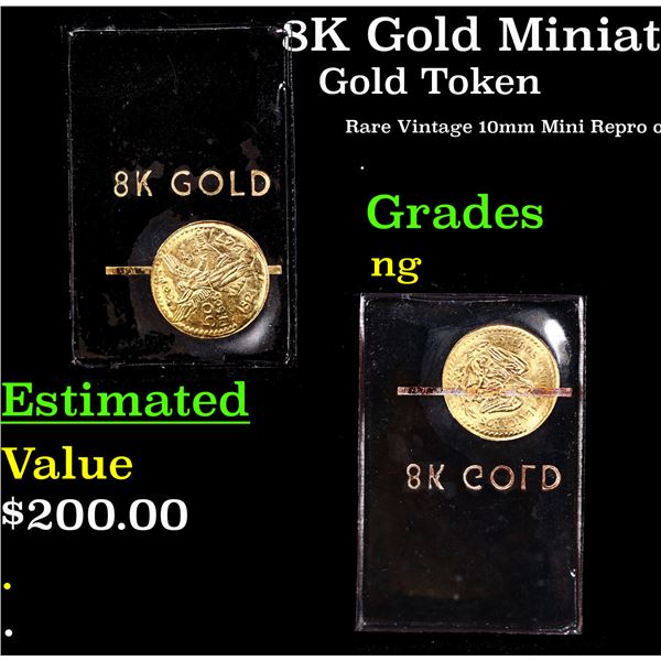 8K Gold Miniature Mexico Souvenir Token In Sealed Plastic Holder Grades
