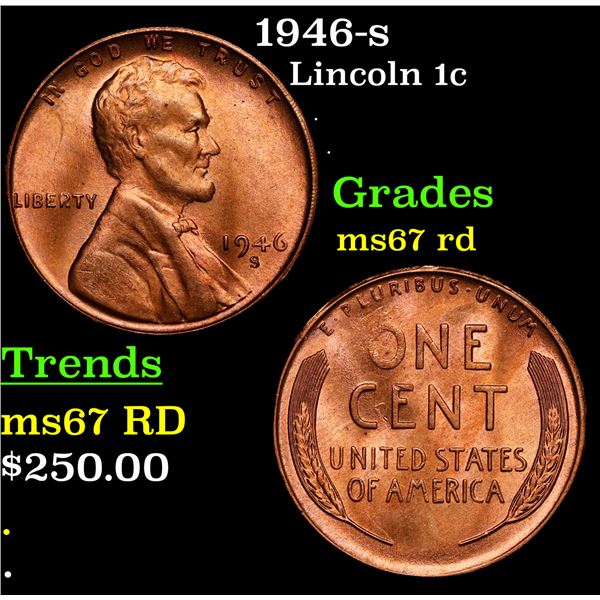 1946-s Lincoln Cent 1c Grades GEM++ Unc RD
