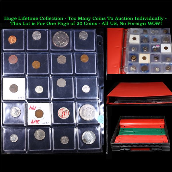 Huge Liifetime Collection - Too Many Coins To Auction Individually - This Lot is For One Page of 20 