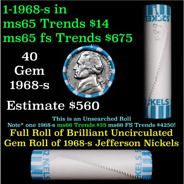 Shotgun Jefferson 5c roll, 1968-s 40 pcs Bank Wrapper