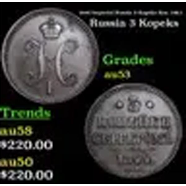 1844 Imperial Russia 3 Kopeks Km: 146.1 Grades Select AU