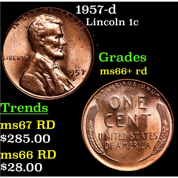 1957-d Lincoln Cent 1c Grades GEM++ RD