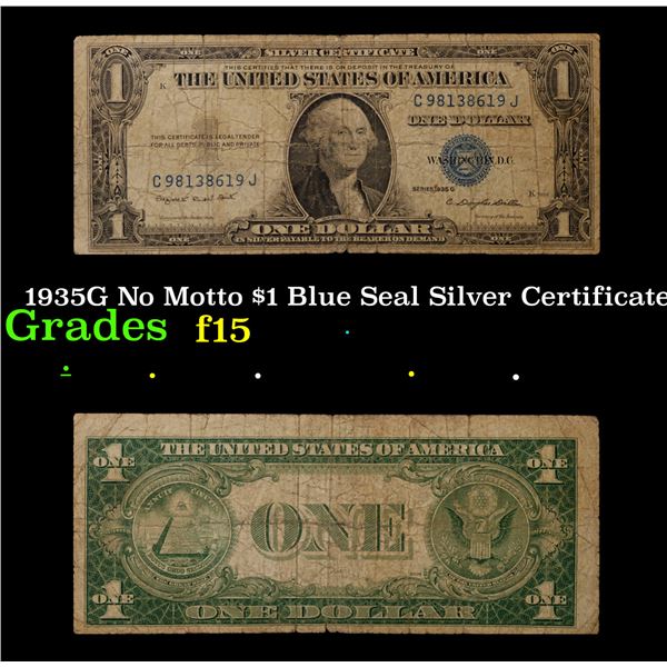 1935G $1 Blue Seal Silver Certificate Grades f+ Motto