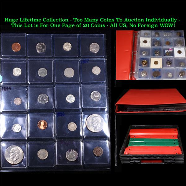 Huge Liifetime Collection - Too Many Coins To Auction Individually - This Lot is For One Page of 20 