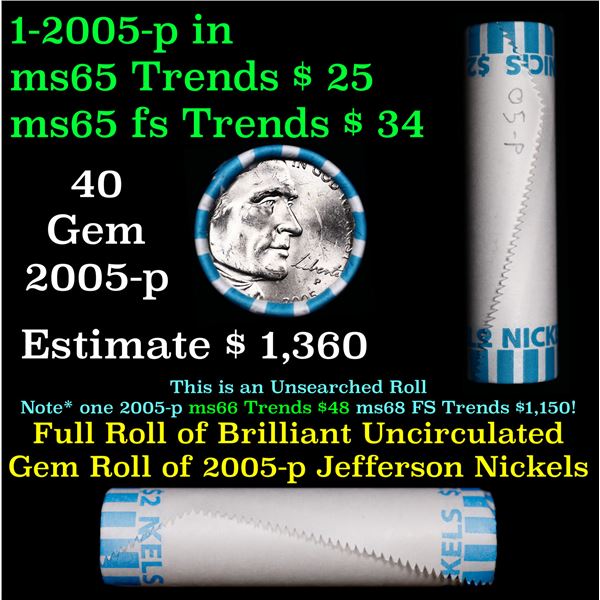 Shotgun Jefferson 5c roll, 2005-p 40 pcs Bank Wrapper