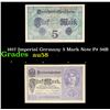 Image 1 : 1917 Imperial Germany 5 Mark Note P# 56B Grades Choice AU/BU Slider