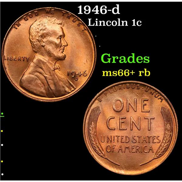 1946-d Lincoln Cent 1c Grades GEM++ RB