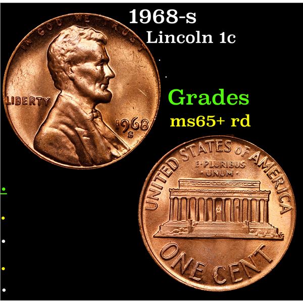 1968-s Lincoln Cent 1c Grades Gem+ Unc RD