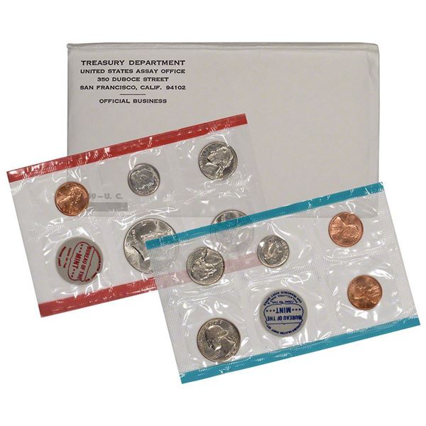 1969 United States Mint Set in Original Government Packaging, 10 Coins Inside