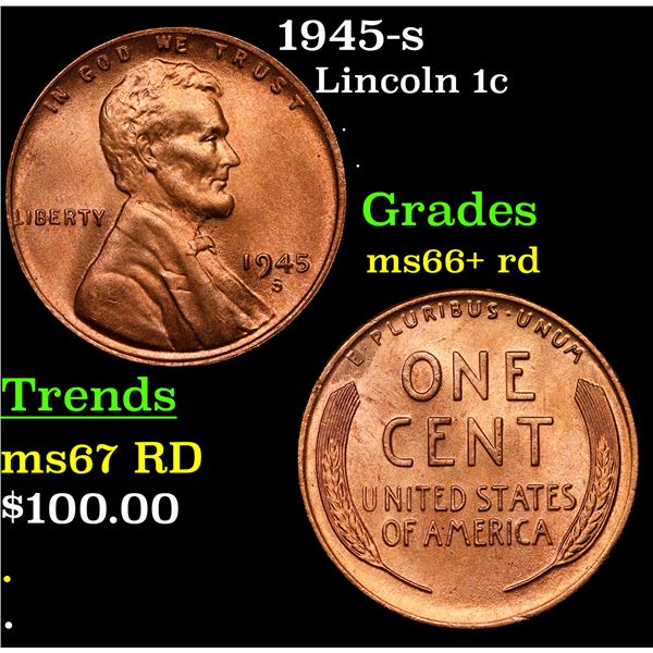 1945-s Lincoln Cent 1c Grades GEM++ RD