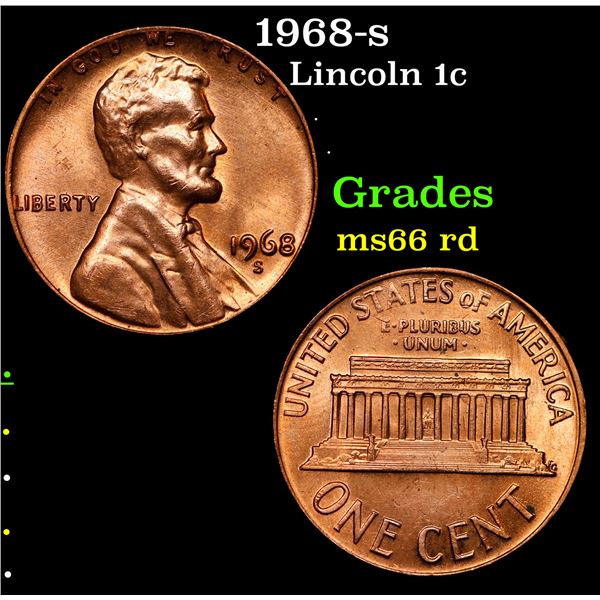 1968-s Lincoln Cent 1c Grades GEM+ Unc RD