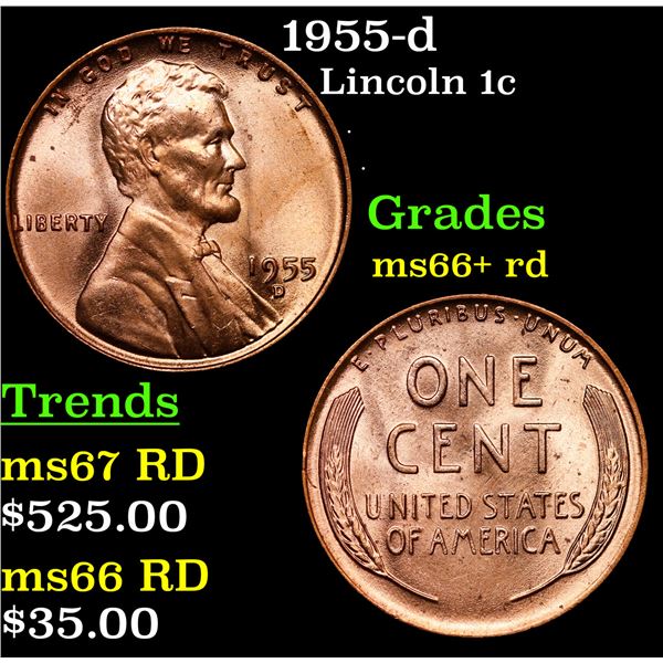 1955-d Lincoln Cent 1c Grades GEM++ RD