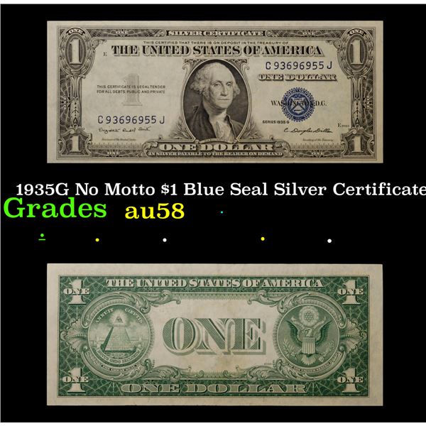 1935G $1 Blue Seal Silver Certificate Grades Choice AU/BU Slider Motto