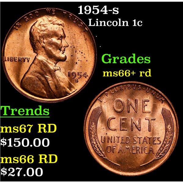 1954-s Lincoln Cent 1c Grades GEM++ RD