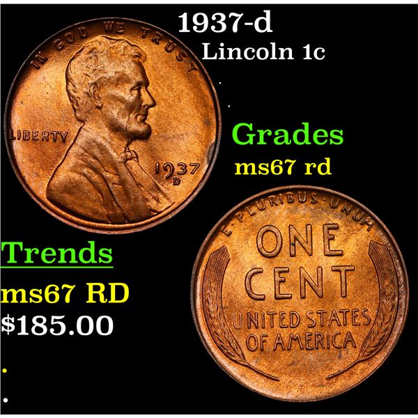 1937-d Lincoln Cent 1c Grades GEM++ Unc RD