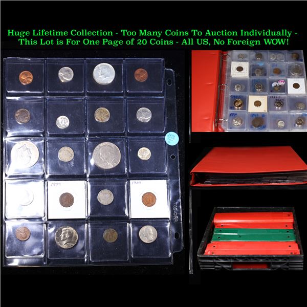 Huge Liifetime Collection - Too Many Coins To Auction Individually - This Lot is For One Page of 20 