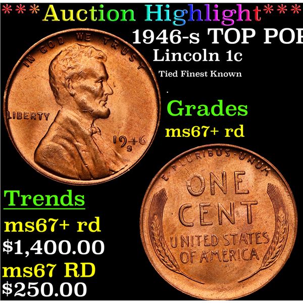 1946-s Lincoln Cent TOP POP! 1c Graded GEM++ RD By USCG