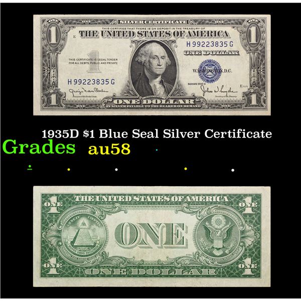 1935D $1 Blue Seal Silver Certificate Grades Choice AU/BU Slider